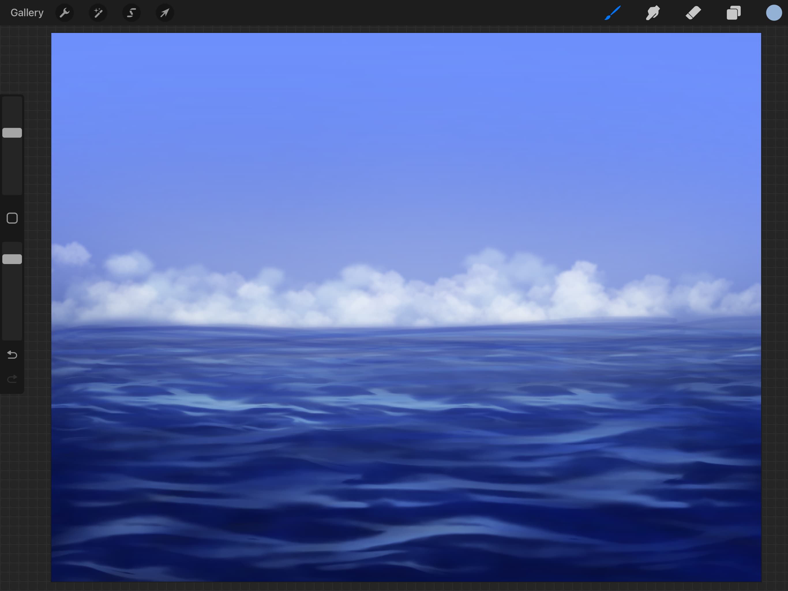 AI-generated ocean surface with atmospheric haze