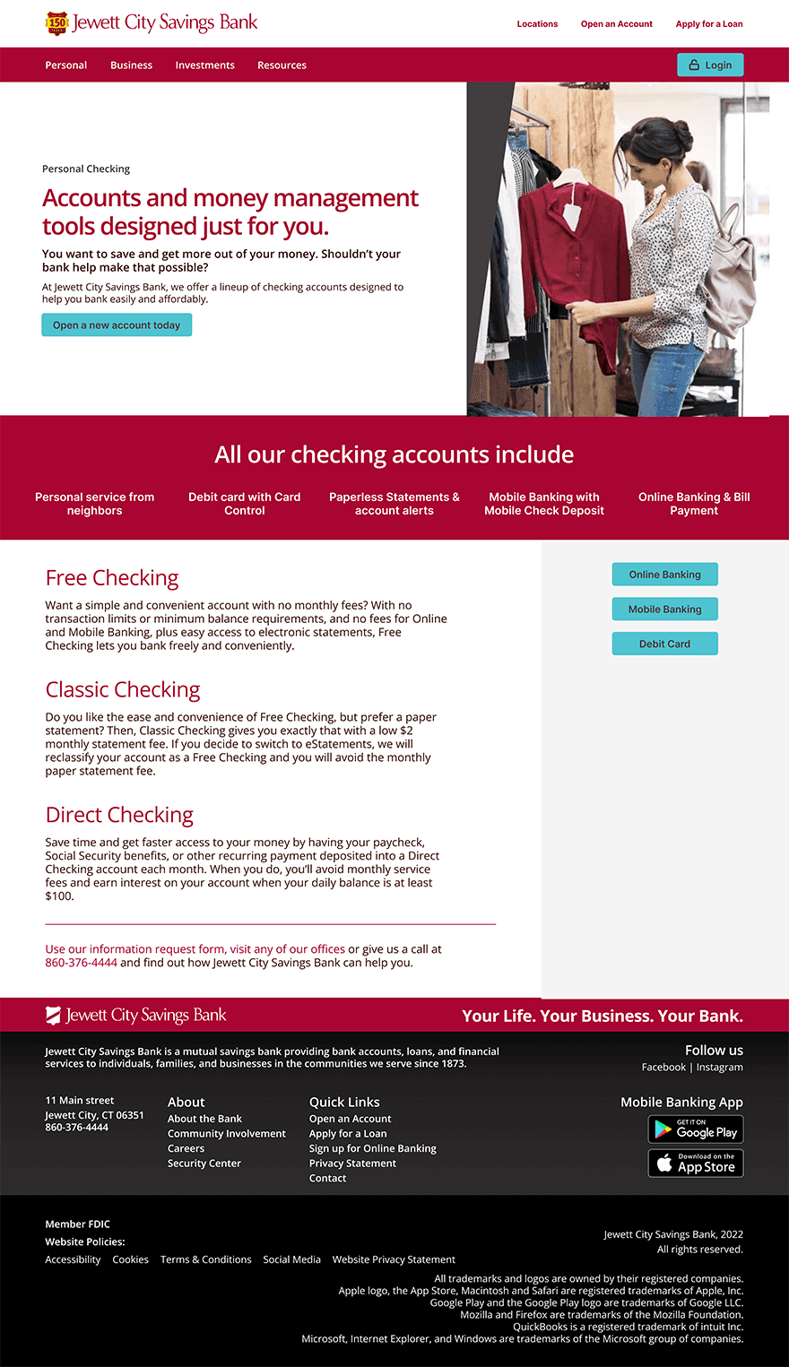 JCSB website interior page