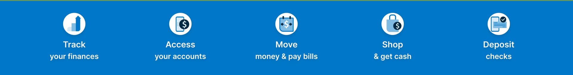 Quick-links bar with custom iconography