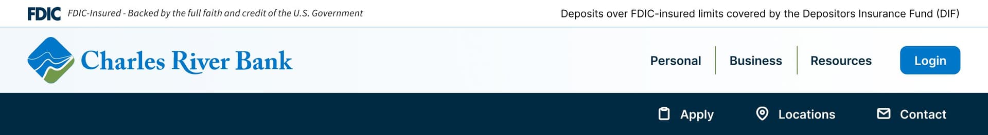 Global navigation with FDIC bar, logo, primary nav, login, and utility bar
